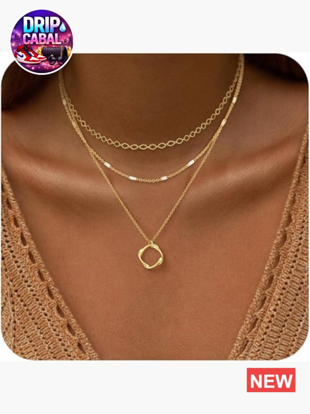14K Gold Plated Dainty Layered Necklace Set with Paperclip Chain